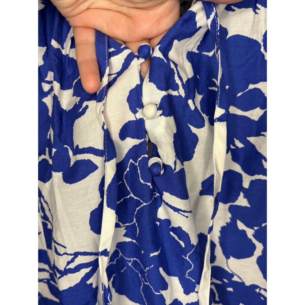 Tuckernuck Hyacinth House NWT Womens Medium Dress Blue White Floral Tiered Mini - Picture 9 of 11